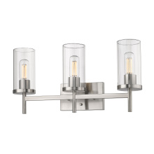 Golden 7011-BA3 PW-CLR - Golden Lighting Winslett 3-light Vanity in Pewter